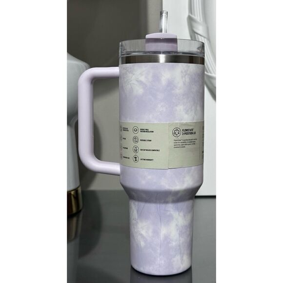 Stanley Quencher H2.0 FlowState Tumbler 40oz, WISTERIA TIE DYE PURPLE - Picture 2 of 4